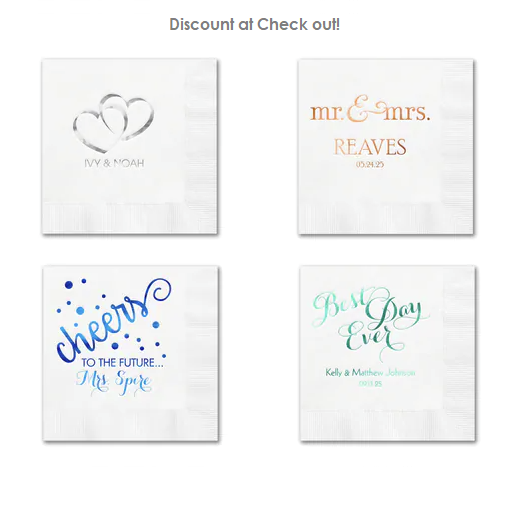 White Wedding Napkins Personalized